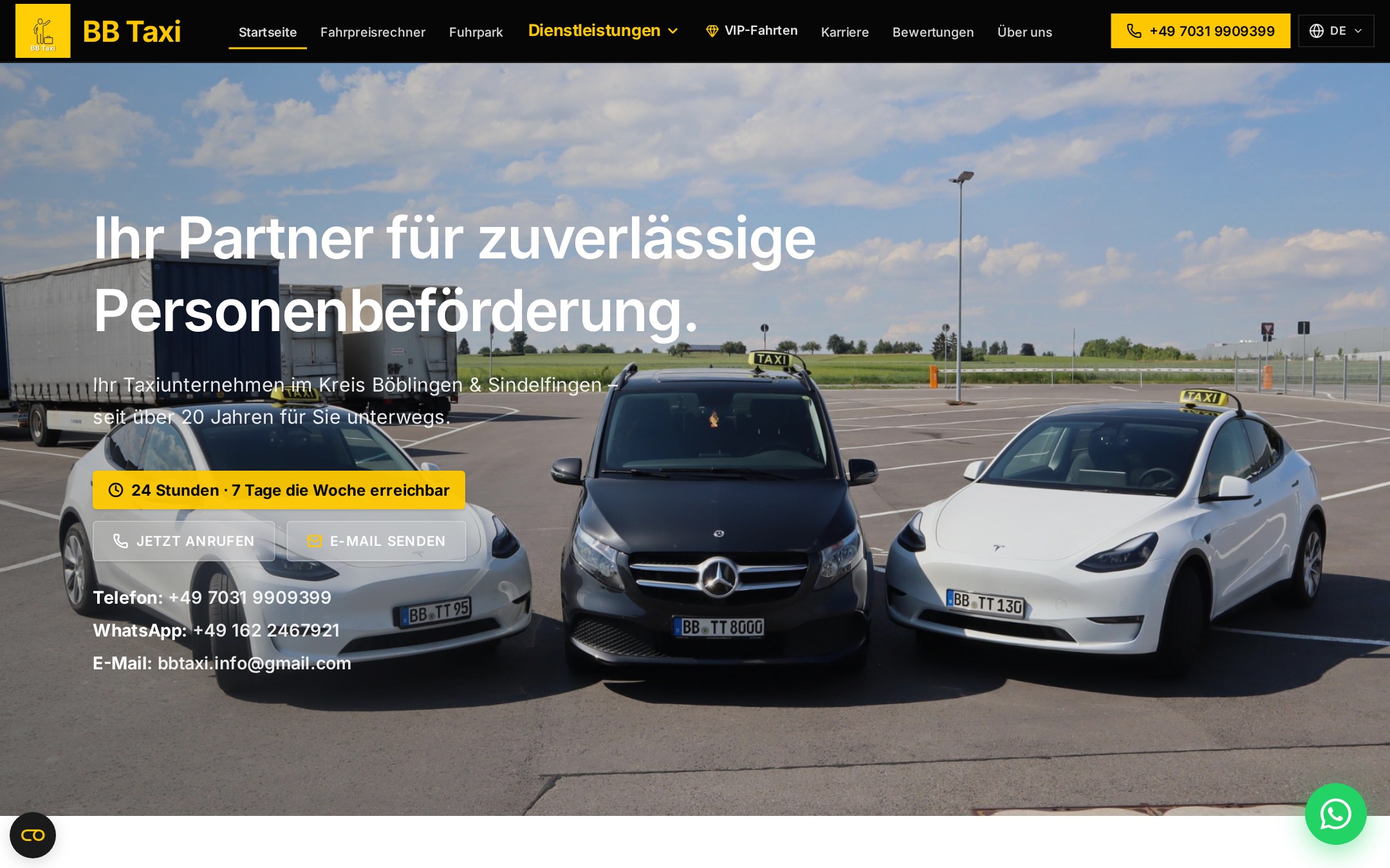 Website-Vorschau der Seite von BB Taxi Böblingen & Sindelfingen
