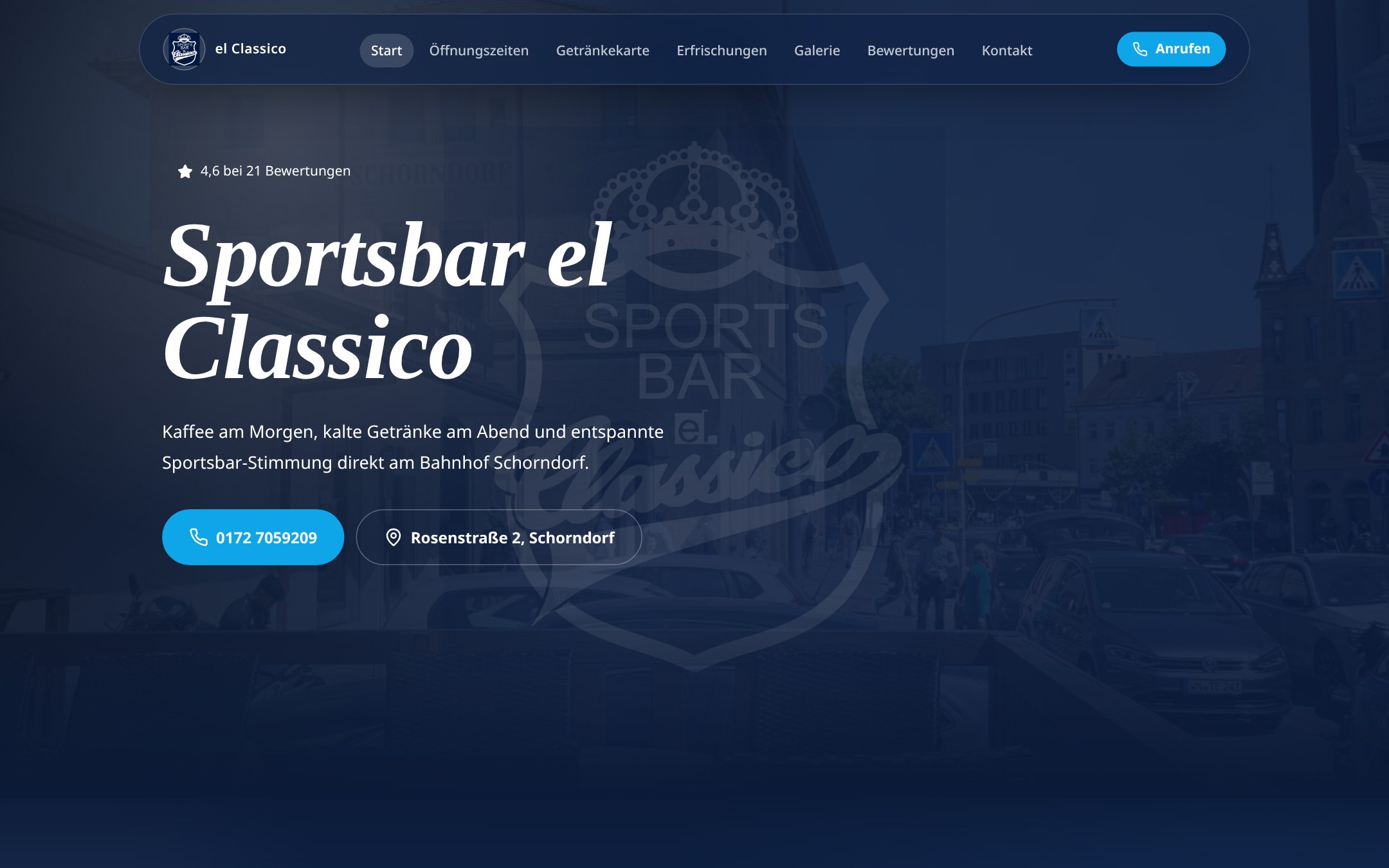 Website-Vorschau der Seite der Sportsbar El Classico in Schorndorf